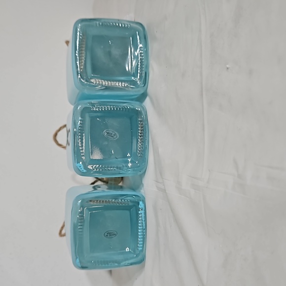 Hand Painted Light Blue Natural Twine Assorted Sea Shells Glass Jars - Picture 4 of 6